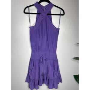New Ramy Brook Ziggy Halter Short Dress Passion Purple Women's Resort Club